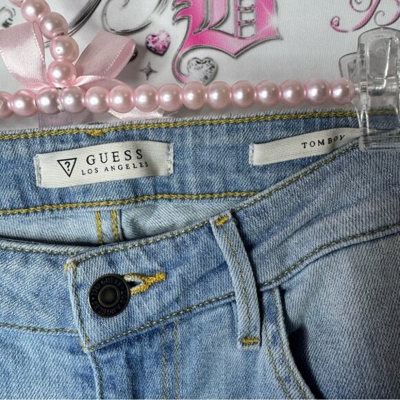 Guess jeans Tom boy ripped Blue Boyfriend Distressed Jeans - Picture 4 of 8